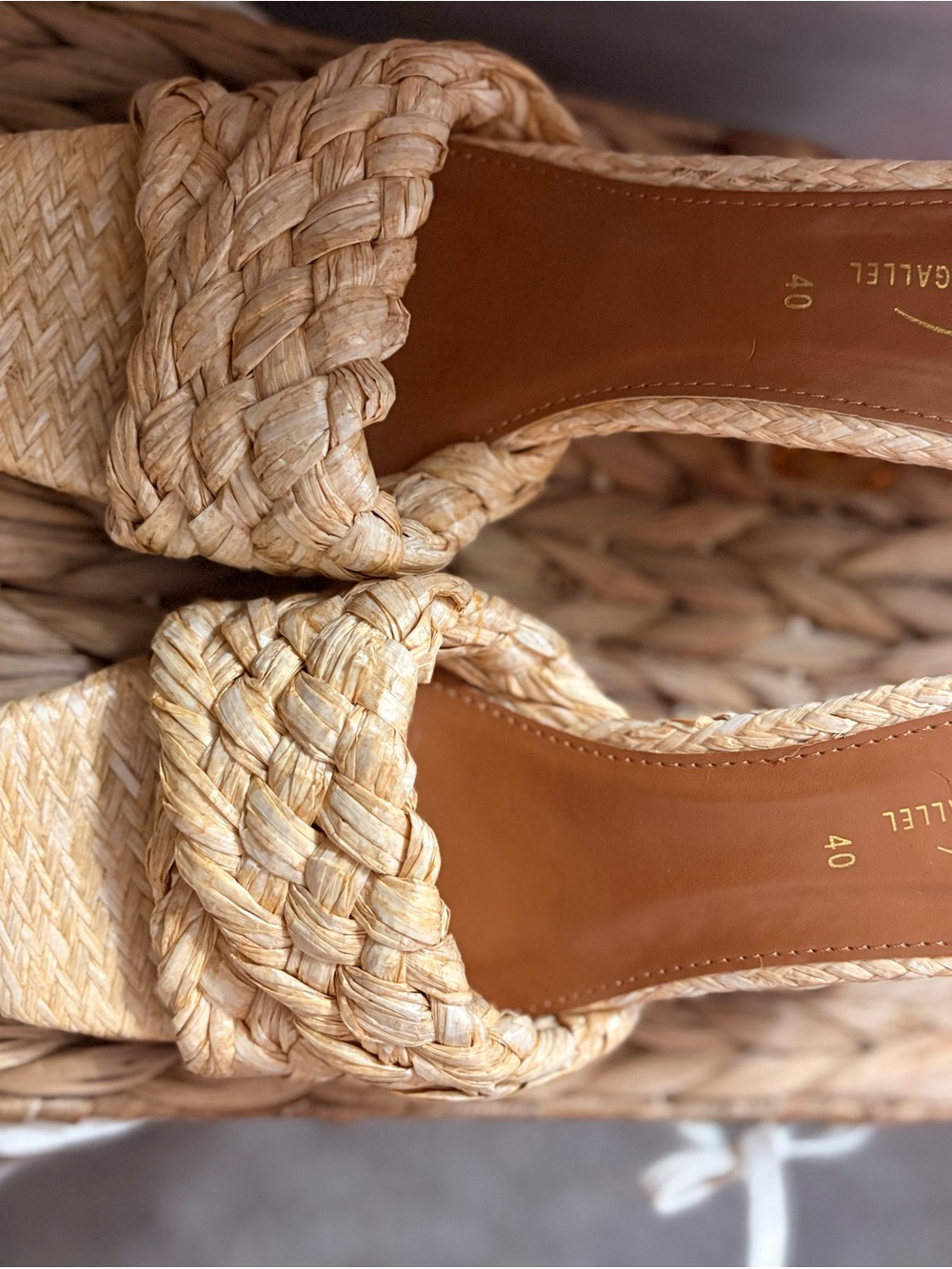 Braided Raffia Slide Sandals - Natural